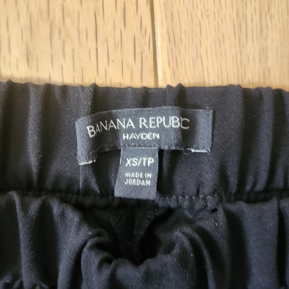 Banana Republic XS Hayden Black Striped Track Pant Preppy Pull On Tuxedo Ankle - Picture 12 of 13